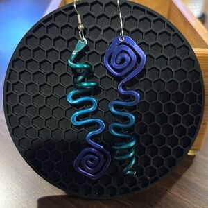 Blue and purple dangle earrings Sparkly